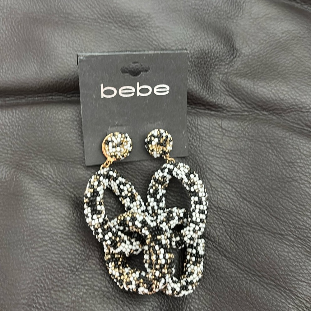 bebe | Black White Gold Seed Bead Earrings
